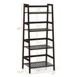 Costway 4-Tier Bamboo Ladder Shelf Plant Display Stand Rack Bookshelf Dark Brown -My Book Perch Sales Store unnamed file 2210