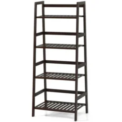 Costway 4-Tier Bamboo Ladder Shelf Plant Display Stand Rack Bookshelf Dark Brown -My Book Perch Sales Store unnamed file 2214