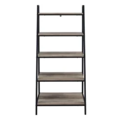 56" Metal and Wood Tiered Ladder Bookcase - Saracina Home Dark Walnut -My Book Perch Sales Store unnamed file 2282