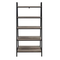 56" Metal and Wood Tiered Ladder Bookcase - Saracina Home Dark Walnut -My Book Perch Sales Store unnamed file 2284
