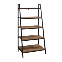 56" Metal and Wood Tiered Ladder Bookcase - Saracina Home Dark Walnut -My Book Perch Sales Store unnamed file 2287