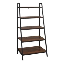 56" Metal and Wood Tiered Ladder Bookcase - Saracina Home Dark Walnut -My Book Perch Sales Store unnamed file 2288