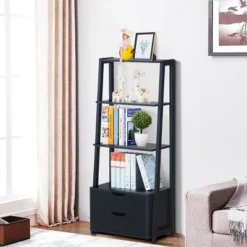 Costway 4-Tier Ladder Shelf Bookshelf Bookcase Storage Display Leaning With 2 Drawers -My Book Perch Sales Store unnamed file 2292