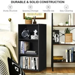 Costway 3 Open Shelf Bookcase Modern Multi-functional Storage Display Cabinet Black -My Book Perch Sales Store unnamed file 237