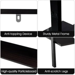 Costway Industrial Ladder Shelf 4-Tier Leaning Wall Bookcase Plant Stand Rustic Black/Brown 21 Costway Industrial Ladder Shelf 4-Tier Leaning Wall Bookcase Plant Stand Rustic Black/Brown -My Book Perch Sales Store unnamed file 2379