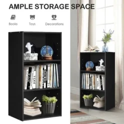 Costway 3 Open Shelf Bookcase Modern Multi-functional Storage Display Cabinet Black -My Book Perch Sales Store unnamed file 239