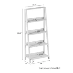 Hastings Home 4-Tier Ladder Bookshelf Freestanding Wooden Bookcase, White