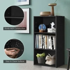 Costway 3 Open Shelf Bookcase Modern Multi-functional Storage Display Cabinet Black -My Book Perch Sales Store unnamed file 240