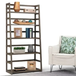 63"x30" Normandy Ladder Shelf Bookcase Farmhouse - Wyndenhall Black