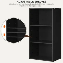 Costway 3 Open Shelf Bookcase Modern Multi-functional Storage Display Cabinet Black -My Book Perch Sales Store unnamed file 243