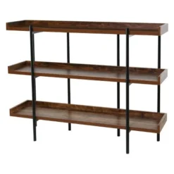 Modern Wood and Steel 3 Shelf Display - Onespace Brown/black