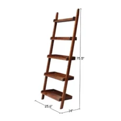 75.5" 5 Tier Solid Wood Leaning Bookshelf - International Concepts White -My Book Perch Sales Store unnamed file 2453