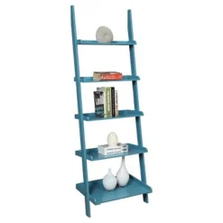 Breighton Home French Country Ladder 72" 5 Shelf Bookshelf - Convenience Concepts White