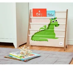 3 Sprouts High Quality Multipurpose Kids and Toddler Playroom or Bedroom Storage Shelf Organizer Bookcase Furniture, Green Dragon