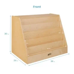 ECR4Kids Birch Book Display Stand with Storage, Wood Shelf Organizer, 5 Shelves & 2 Compartments