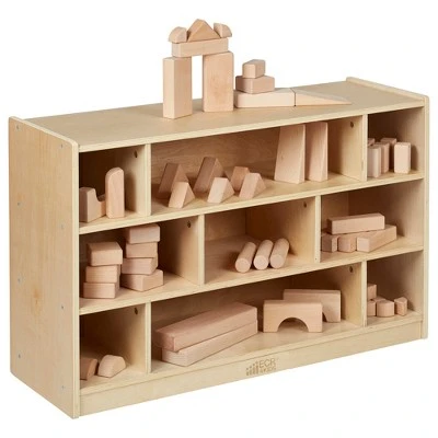 ECR4Kids Birch Medium Cubby Block Storage Unit with Rolling Casters, Kids Mobile Toy Organizer 4 ECR4Kids Birch Medium Cubby Block Storage Unit with Rolling Casters, Kids Mobile Toy Organizer - Image 2