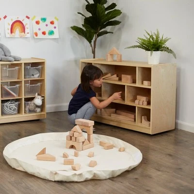 ECR4Kids Birch Medium Cubby Block Storage Unit with Rolling Casters, Kids Mobile Toy Organizer 8 ECR4Kids Birch Medium Cubby Block Storage Unit with Rolling Casters, Kids Mobile Toy Organizer - Image 6