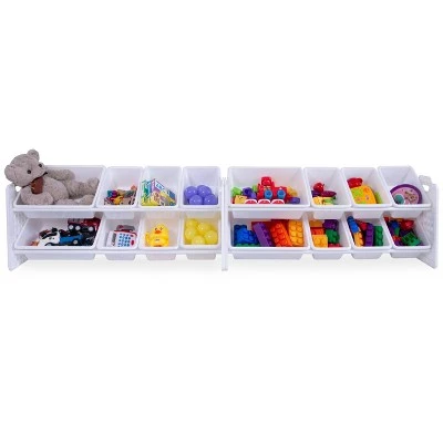 UNiPLAY Toy Organizer With 16 Removable Storage Bins and Block Play Panel, Multi-Size Bin Organizer 4 UNiPLAY Toy Organizer With 16 Removable Storage Bins and Block Play Panel, Multi-Size Bin Organizer - Image 2