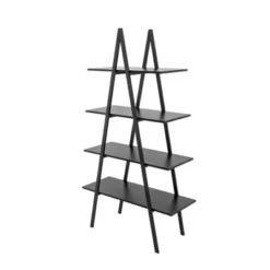 65" 4 Tier Metal and Wooden Leaning Bookcases and Ladder Shelves - Glitzhome Walnut -My Book Perch Sales Store unnamed file 2579
