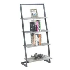 57" Graystone 4 Tier Ladder Bookcase/shelf Faux Birch/Slate Gray - Breighton Home