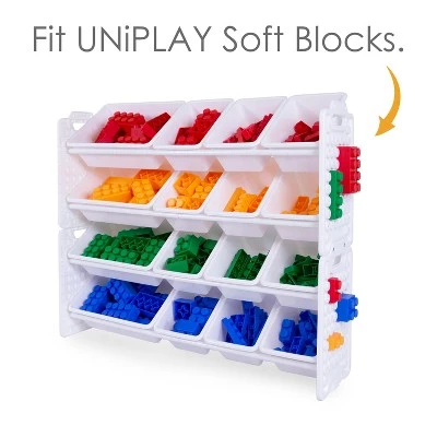UNiPLAY Toy Organizer With 16 Removable Storage Bins and Block Play Panel, Multi-Size Bin Organizer 6 UNiPLAY Toy Organizer With 16 Removable Storage Bins and Block Play Panel, Multi-Size Bin Organizer - Image 4