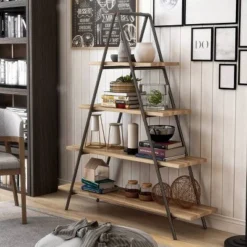 59" Mathews 4-Shelf Ladder Bookcase Bronze - HOMES: Inside + Out