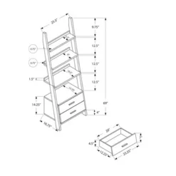 69" Ladder Bookcase with Drawers - EveryRoom Dark Taupe -My Book Perch Sales Store unnamed file 2612