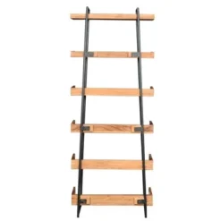 74" 6 Tier Wooden Ladder Storage Bookshelf with Metal Frame Brown/Black - The Urban Port -My Book Perch Sales Store unnamed file 2629