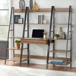 65" Denton Ladder 5 Tier Shelf Walnut/Black - Buylateral -My Book Perch Sales Store unnamed file 2673