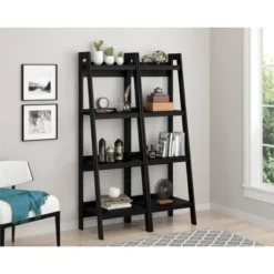 Viewfield 4 Shelf Ladder Bookcase Bundle - Room & Joy Light Gray