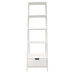 4 Shelf Wooden Ladder Bookcase with Bottom Drawer - The Urban Port White -My Book Perch Sales Store unnamed file 2699