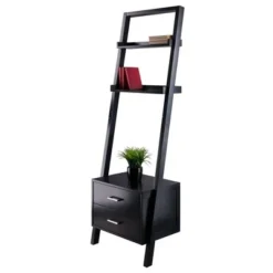 69.36" Bellamy Leaning Shelf with Storage Black - Winsome -My Book Perch Sales Store unnamed file 2705