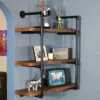 Sunnydaze Decor Sunnydaze 3 Shelf Industrial Style Pipe Frame Wall-Mounted Floating Shelf with Wood Veneer Shelves - Teak Veneer -My Book Perch Sales Store unnamed file 2722