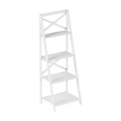 Lavish Home 4-Tier Ladder Bookshelf with X-Back Frame – Freestanding Bookcase, White -My Book Perch Sales Store unnamed file 2731