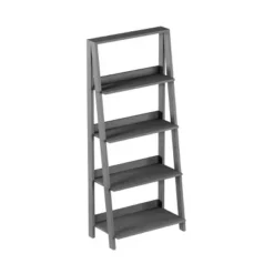 Lavish Home 4-Tier Ladder Bookshelf Freestanding Wooden Bookcase, Gray -My Book Perch Sales Store unnamed file 2738