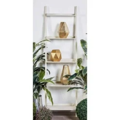 Olivia & May 70" Farmhouse Pine Wood Leaning Shelf White - Olivia & May