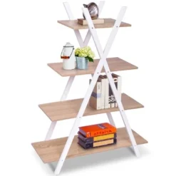 Costway 4-Tier Bookshelf Storage Display Shelves Bookcase Ladder X-Shape -My Book Perch Sales Store unnamed file 2793