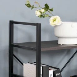 HOMCOM 5-Tier Industrial Look Bookshelf with Open Storage Display Rack Metal Frame for Home Office Walnut -My Book Perch Sales Store unnamed file 2804