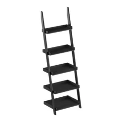 Lavish Home 5-Tier Ladder Bookshelf - Leaning Decorative Shelves, Black -My Book Perch Sales Store unnamed file 2818