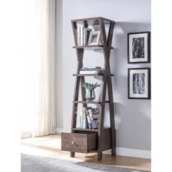 71" Graci 5 Shelf with 1 Drawer Bookcase Walnut Oak - miBasics -My Book Perch Sales Store unnamed file 2839