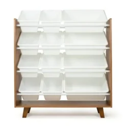 Morgan Mid-Century 12 Bin Toy Storage Wood/White - Humble Crew