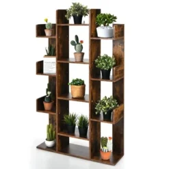 Costway Bookshelf Tree-Shaped Bookcase w/13 Storage Shelf Rustic Industrial Style -My Book Perch Sales Store unnamed file 2971