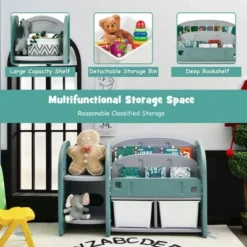 Costway Kids Toy Storage Organizer w/ 2-Tier Bookshelf & Plastic Bins -My Book Perch Sales Store unnamed file 2986