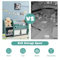 Costway Kids Toy Storage Organizer w/ 2-Tier Bookshelf & Plastic Bins -My Book Perch Sales Store unnamed file 2990