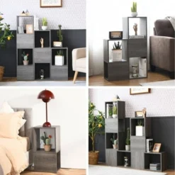 Costway Bookshelf Free Combination Bookcase Storage Organizer Display Shelf Gray -My Book Perch Sales Store unnamed file 3010