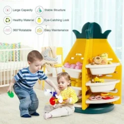 Costway Kids Toy Storage Organizer 360° Revolving Pineapple Shelf w/Plastic Bins -My Book Perch Sales Store unnamed file 3024