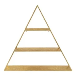 26.5" x 28" Tildan Three-Tier Triangle Wood and Metal Wall Shelf - Kate & Laurel All Things Decor Gold