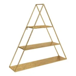 26.5" x 28" Tildan Three-Tier Triangle Wood and Metal Wall Shelf - Kate & Laurel All Things Decor Gold -My Book Perch Sales Store unnamed file 3103