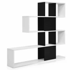 Costway 5-Tier Bookshelf Corner Ladder Bookcase Display Storage Rack Black White -My Book Perch Sales Store unnamed file 3114