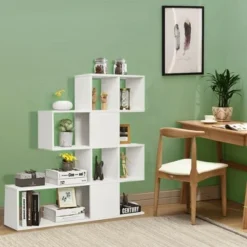 Costway 5-Tier Bookshelf Corner Ladder Bookcase Display Storage Rack White -My Book Perch Sales Store unnamed file 3125